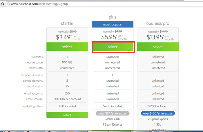 bluehost购买流程2