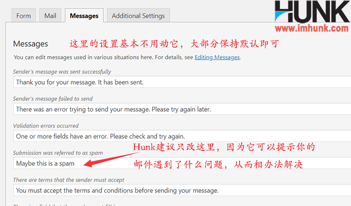 contact form 7 messages菜单设置