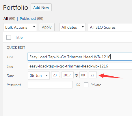 avada portfolio order change 2