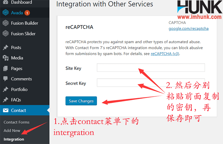 contact form 7 添加google recaptcha反垃圾功能 4