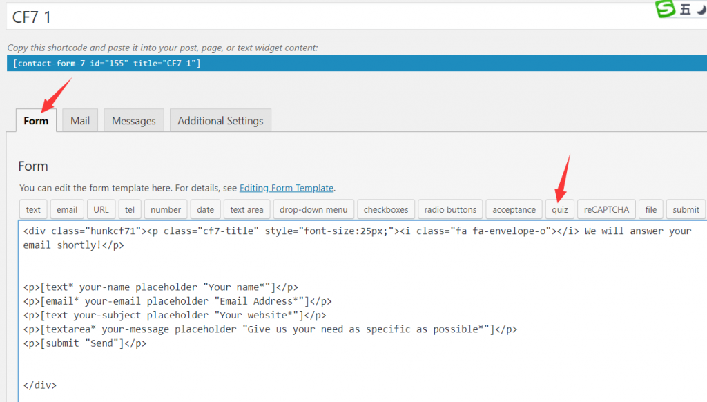 contact form 7 quiz放垃圾 1