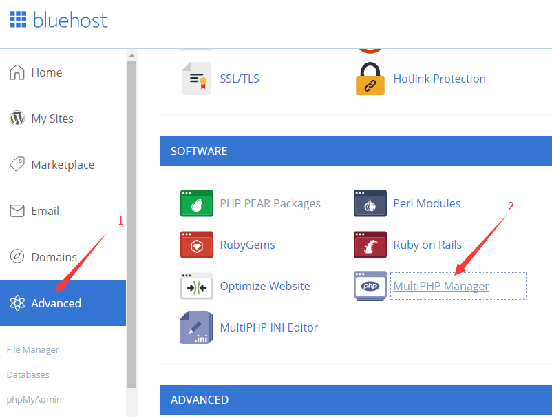 bluehost修改php版本 1