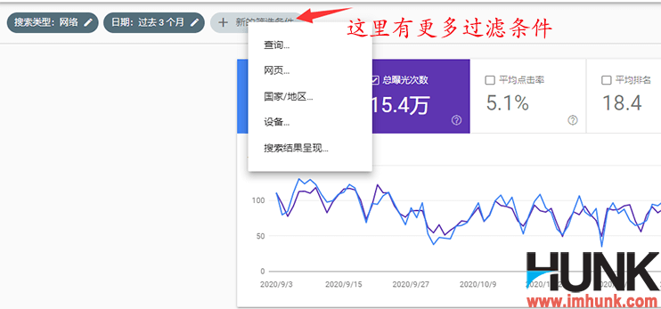 google GSC效果菜单之更多筛选条件 1
